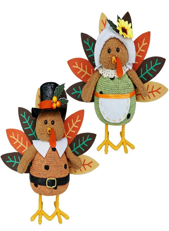 CRCZK Thanksgiving Turkey Decorations for Home Thanksgiving Gnome Plush Tabletop Decor Standing Turkey Decor with Dangling Legs, 2 Pack Plush Stuffed Turkeys Shelf Figurine Gifts - Image 1